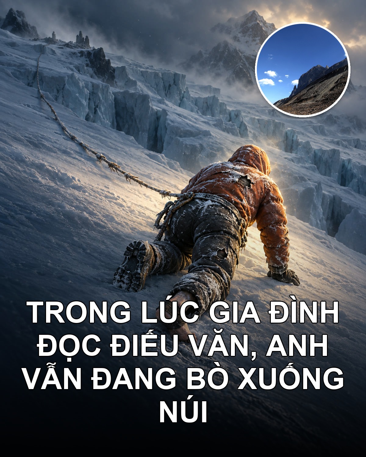 Lễ truy điệu diễn ra trong lúc anh vẫn đang bò xuống núi