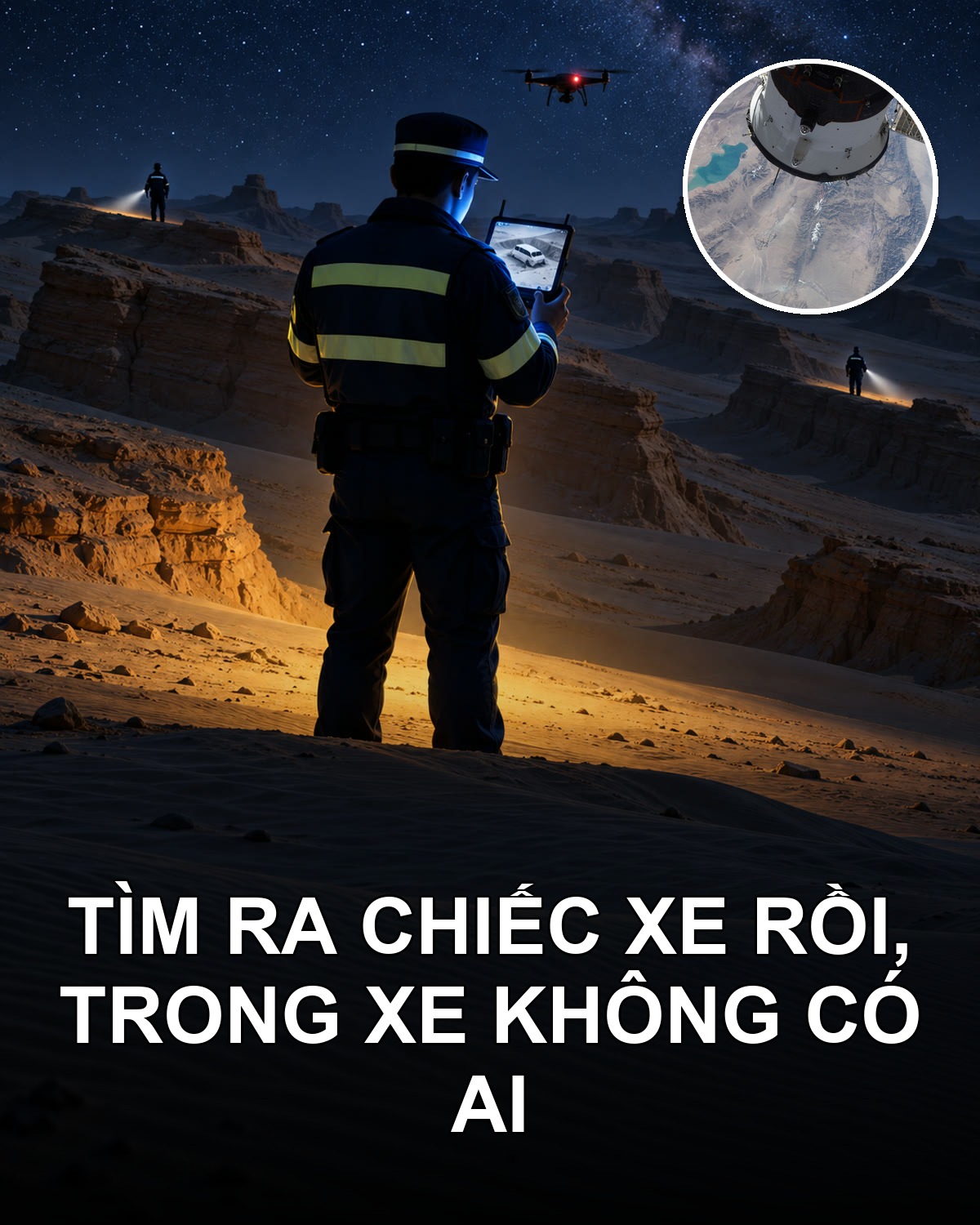 Chiếc xe van rỗng giữa sa mạc và 1 ánh đèn pin nháy lại