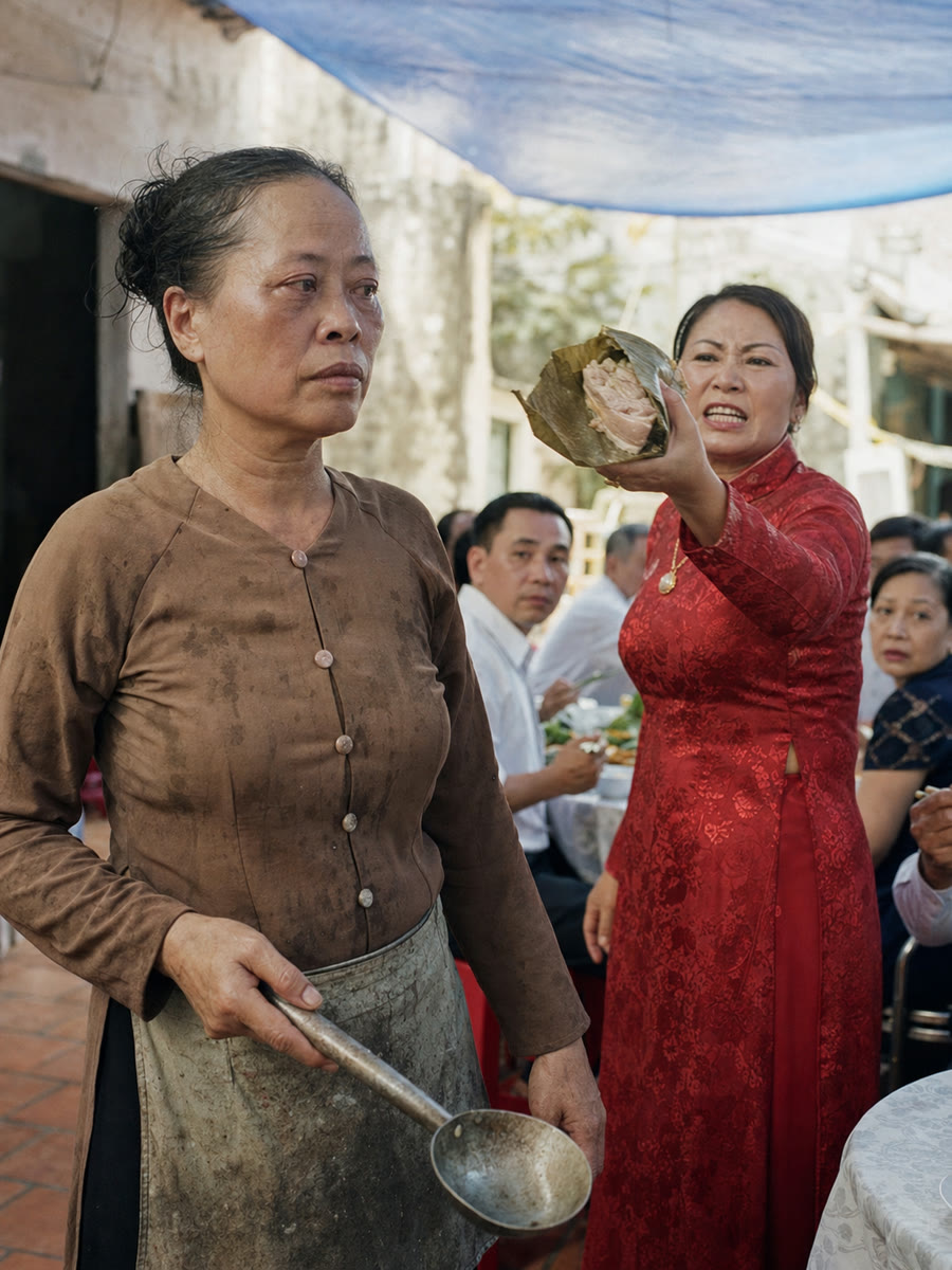 Tôi nấu cỗ cưới thuê hai mươi năm, giữa tiệc bà mẹ chú rể bắt tôi mở từng nồi ra đếm trước mặt bốn mươi mâm khách, rồi đuổi cả tổ bếp xuống sân sau ăn cơm thừa